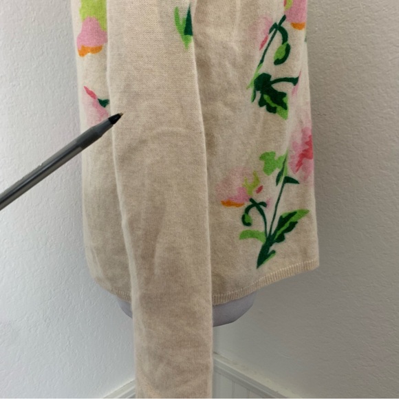 Frances Valentine Floral Intarsia Angora Lambswool Sweater Women’s S Pink Art - Picture 10 of 17